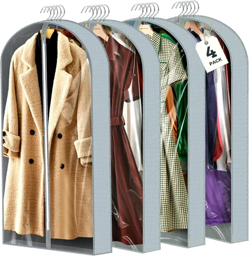 Miniatura 32 de 6 bolsas de ropa de 40 pulgadas para colgar ropa, bolsas transparentes para almacenamiento de ropa, bolsas de ropa para fundas de viaje