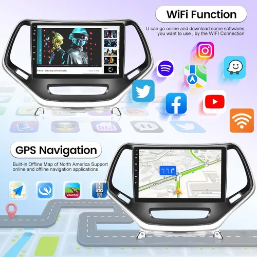 Miniatura 7 de [8 Core 4+64G] Radio de coche para Jeep Cherokee 2013-2018 con Carplay inalámbrico y Android Auto - Pantalla táctil IPS de 10 pulgadas Android