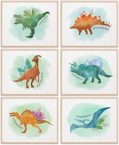 Miniatura 21 de DREAM BIG PRINTABLES Impresiones artísticas de acuarela de dinosaurios (juego de 4) – sin marco – 8 x 10 s El juego incluye tiranosaurio Rex