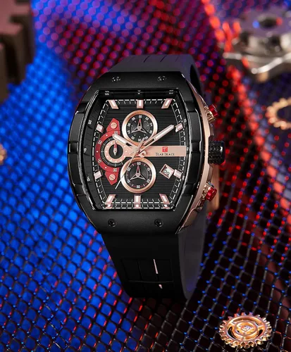 Miniatura 3 de Watches for Men Original Analog Quartz Waterproof Sport Mens Watches Tonneau Chronograph Luminous Fashion Unique Casual Watch with Silicone Strap