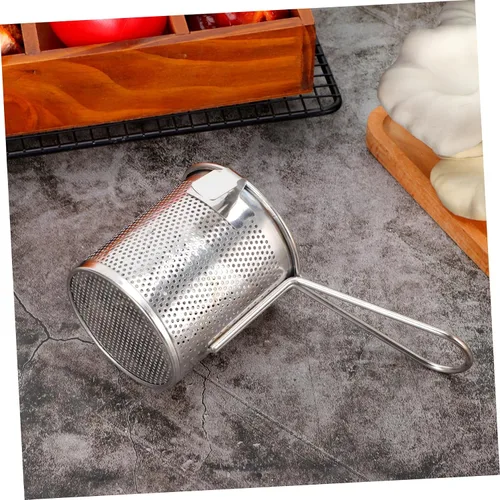 Miniatura 5 de Operitacx Cesta de colador de pasta de té de acero inoxidable, filtro de espagueti, malla de fideos con asa para el hogar, cocina, 3.5 in, alimentos