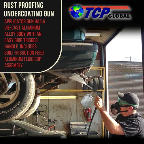 Miniatura 6 de TCP Global Brand pistola de pintura base de aire neumática con taza de alimentación por succión, también para atomizar forro protector