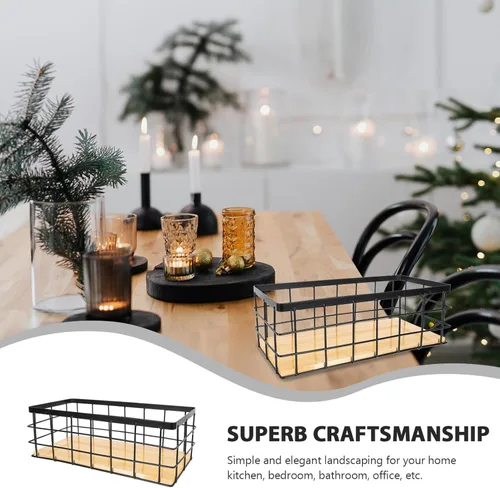 Miniatura 3 de STOBAZA Cesta de almacenamiento de hierro para colgar en la pared, cesta de flores, estante de almacenamiento, caja de cosméticos, marco de hierro