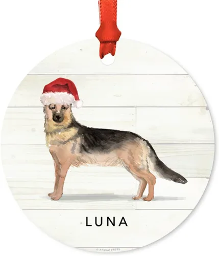 Miniatura 49 de Andaz Press Adorno de Navidad de metal personalizado para perro, perro y mascota, cocker spaniel con sombrero de Papá Noel, 1 paquete, incluye cinta