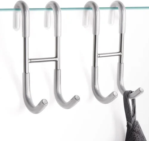 Miniatura 8 de NINETREX Ganchos para puerta de ducha, ganchos para toallas para puertas de vidrio sin marco, gancho de acero inoxidable SUS 304 resistente