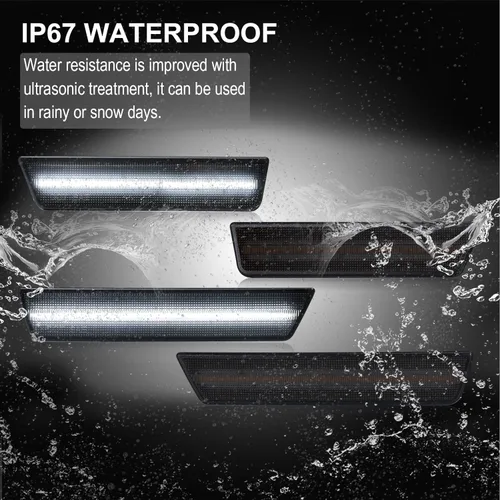 Miniatura 4 de R&F Auto 4 piezas de luces LED de marcador lateral compatibles con Challenger 2008-2014, lámparas de parachoques delanteras y traseras, lámparas