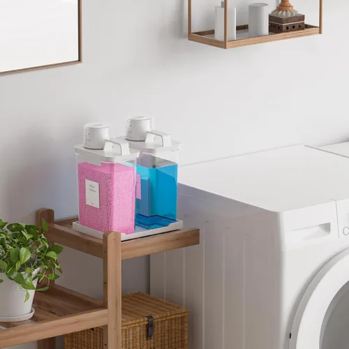 Miniatura 2 de Dispensador de Detergente para Ropa de 61 OZ, Paquete de 2 Dispensadores de Detergente Líquido, Dispensadores de Detergente de Plástico para Polvo