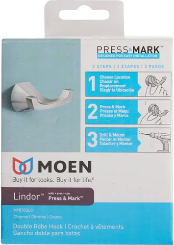 Miniatura 3 de Moen MY8703CH Lindor Cromo gancho doble para bata Cromo