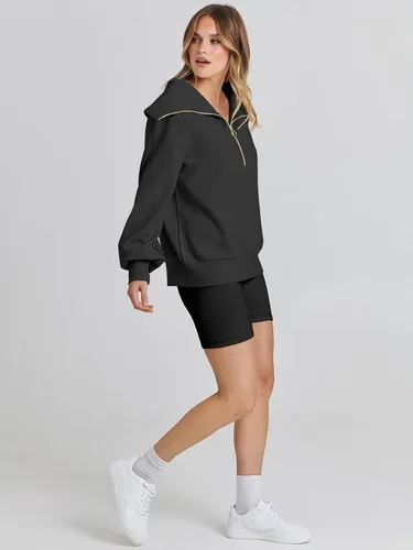 Miniatura 7 de ANRABESS Sudaderas con capucha para mujer, de gran tamaño, con cremallera de un cuarto, para adolescentes, niñas, ropa de moda Y2K