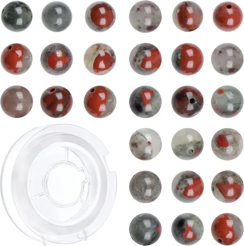 Miniatura 28 de Bymitel - Cuentas redondas de jade blanco natural de 5/32 de pulgada, 210 unidades de piedras preciosas auténticas para bricolaje y fabricación