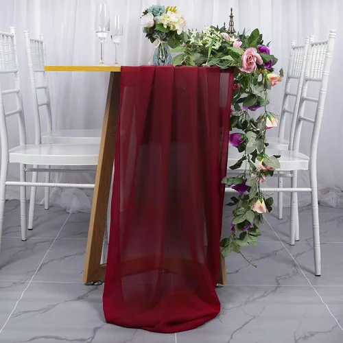 Miniatura 12 de DUOBAO Hot Pink Table Runner 10ft Chiffon Table Runner 29''x120'' Sheer Fabric for Wedding, Party, and Bridal Shower Decor
