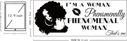 Miniatura 2 de SUPERDANT Calcomanía inspiradora para pared, con frase en inglés "I am a Phenomenal Woman Quotes Woman Avatar", diseño de motivación para mujer