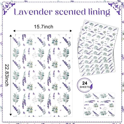 Miniatura 2 de Geelin 24 hojas de forros de cajones perfumados para aparador, hojas de papel no adhesivas, forro de papel fragante para estantes, armario