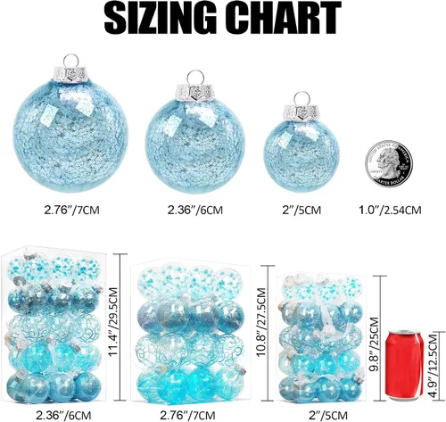 Miniatura 3 de Lulu Home 30 adornos de bola de Navidad transparentes de 2.36 pulgadas, bolas transparentes preencordadas con decoraciones únicas