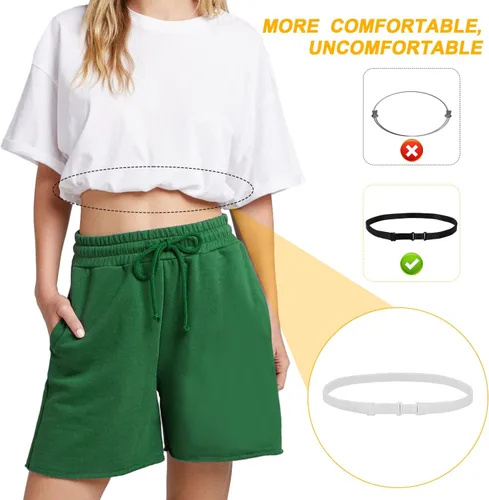 Miniatura 5 de 3 piezas de banda de cultivos ajustables para banda elástica para mujer, herramienta de cultivos para transformar tu estilo (negro + blanco)