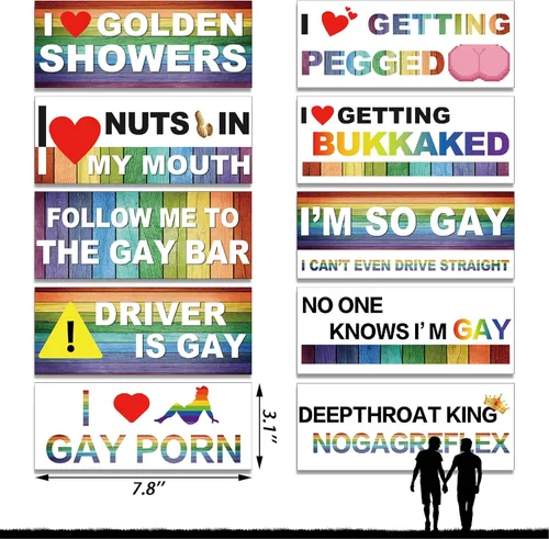 Miniatura 3 de Frienda 10 piezas de calcomanías para parachoques divertidas con pegatinas LGBT arcoíris, pegatinas para parachoques de broma para autos, accesorios
