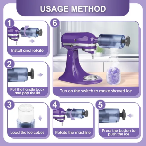 Miniatura 5 de Accesorio de hielo afeitado para batidora de pie KitchenAid, accesorio mejorado para máquina de cono de nieve con 8 moldes de hielo reutilizables