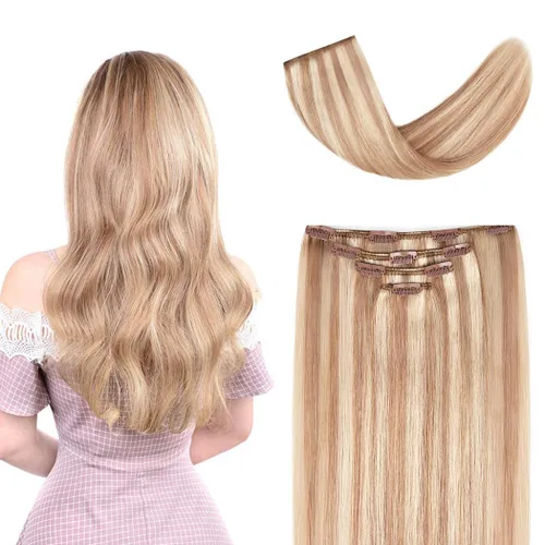 Miniatura 43 de Extensiones de cabello humano Remy de 12 pulgadas con clip para mujer, extensiones de cabello humano sedoso y liso, 1.76 onzas, 4 piezas