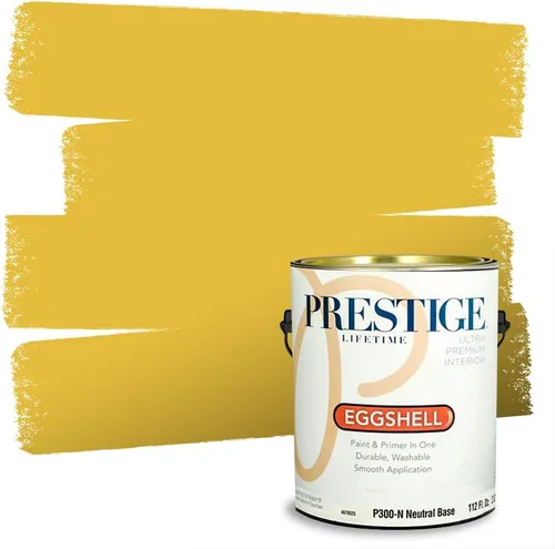 Miniatura 96 de PRESTIGE Pinturas Pintura Exterior e Imprimación En Uno, 1 Galón, Satinado, Pareja Comparable de Benjamin Moore* Amarillo* 320BM-PCM