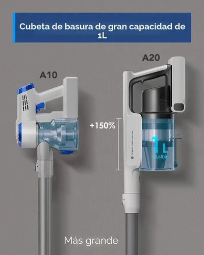 Miniatura 4 de Aspiradora de mano inalámbrica Tineco A20, succión potente, 3 modos para desordenes de varios niveles, recipiente de polvo más grande de 1L, diseño