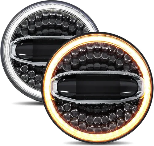 H6024 Faros LED de 7 pulgadas redondos con halo compatibles con Jeep Wrangler JK JKU 2007-2017, H1 H2, Miata, haz alto/bajo DRL, señal de giro,