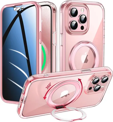Miniatura 31 de Funda de privacidad para iPhone 17 Pro Max con soporte de 360° [protector de pantalla antiespía integrado] [anillo magnético] protección de cuerpo
