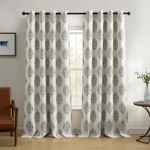Miniatura 7 de Elrene Home Fashions Navara Medallion Cortina Oscurecedora de Habitación, Panel Único, 52 x 84 pulgadas (1 Panel), Negro