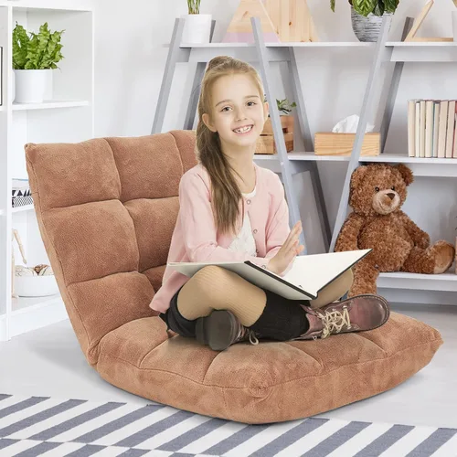 Miniatura 10 de FANTASK Sofá de suelo de 14 posiciones, silla plegable de espuma viscoelástica con cómodos cojines y marco de acero de estudio, sofá de piso