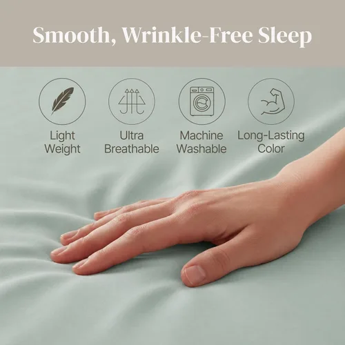 Miniatura 7 de Modern Threads Sábanas de microfibra suave, incluye sábana encimera, sábana bajera con bolsillos profundos y fundas de almohada, color liso, humo
