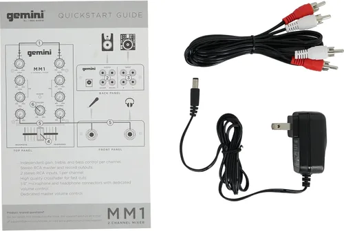 Miniatura 5 de Audiosavings Paquete: Gemini MM1 Mezclador de DJ de 2 canales de audio profesional de bolsillo con paquete de ecualización de 2 bandas con Rockville