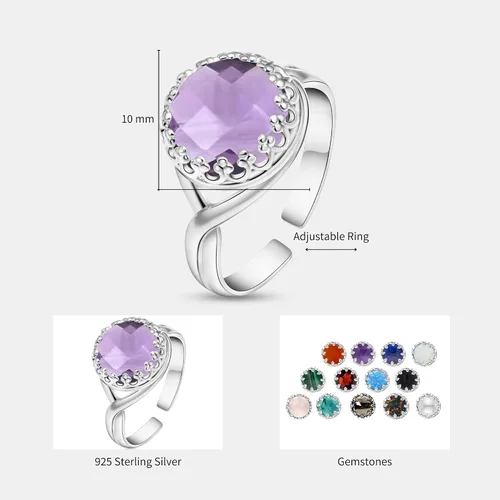 Miniatura 6 de 925 Sterling Silver Gemstone Rings for Women - Anniversary Rings for Women - Sterling Silver Rings for Women - Dainty Sterling Silver Rings
