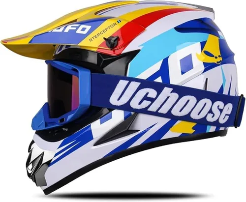 Miniatura 12 de Casco de motocross para niños, casco ATV juvenil aprobado por DOT, para 4 ruedas, motocross, BMX, MX, UTV, Go Kart, carreras, béisbol, incluye gafas
