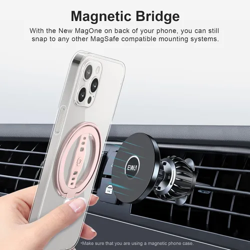 Miniatura 4 de EWA MagOne (actualización) Compatible con soporte MagSafe para teléfono con correa de silicona para el dedo, soporte de anillo magnético extraíble