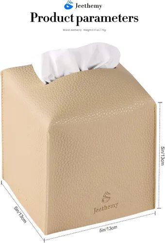 Miniatura 5 de Funda para Caja de Pañuelos, Jeethemy Porta Caja de Pañuelos Cuadrada de Cuero PU, Moderno Estuche de Pañuelos Organizador Dispensador de Papel