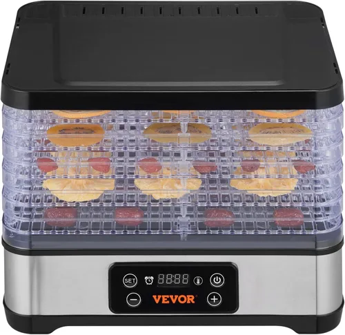 Miniatura 10 de VEVOR Máquina deshidratadora de alimentos, deshidratador de frutas de 5 bandejas, secadora eléctrica de alimentos de 300 W con temporizador