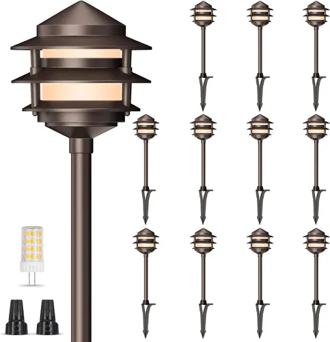 Miniatura 10 de Gardencoin Pagoda Luces de Camino de Bajo Voltaje para Paisaje, Luces de Camino LED al Aire Libre de 12V con Cable, Iluminación de Pasarela