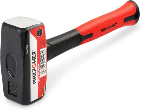 MAXPOWER Martillo de Club de 4 libras, Mini Martillo de Trineo con Mango de Fibra de Vidrio de 9 pulgadas, Cabeza de Acero Forjado por Caída