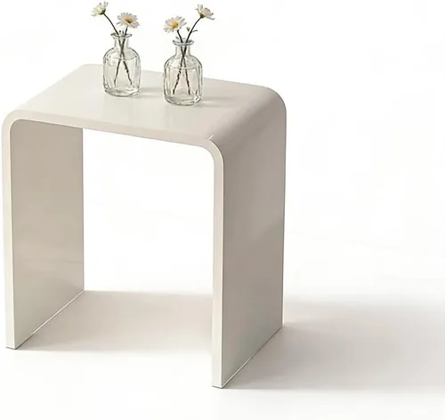 Miniatura 12 de Mesa auxiliar de acrílico transparente transparente con bordes redondeados, mesa pequeña compacta de 18 pulgadas de alto, mesa auxiliar de acrílico