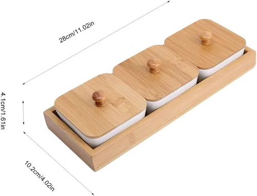 Miniatura 2 de TOPINCN Plato de cerámica para servir, plato rectangular con cubierta de bandeja, plato de postre para fiestas, aperitivos y cenas