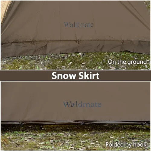Miniatura 6 de Tienda Caliente con Conexión para Estufa y Faldón para Nieve, 6.89~8.53 pies de Altura Interior, 2~5 Personas, Tienda Tipi para Senderismo Familiar
