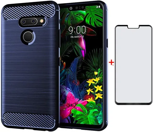 Funda de teléfono para LG G8 ThinQ con protector de pantalla de vidrio templado y accesorios para celda, delgada, suave, de silicona de poliuretano