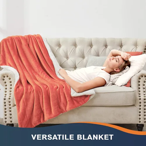 Miniatura 5 de Walensee Manta de Forro Polar Sherpa (Tamaño Individual 60"x80" Coral) Manta Afelpada Peluda Súper Suave Reversible de Microfibra y Franela