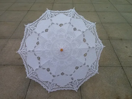 Miniatura 29 de Sombrilla de encaje hecha a mano para boda nupcial, 30 pulgadas, tamaño adulto