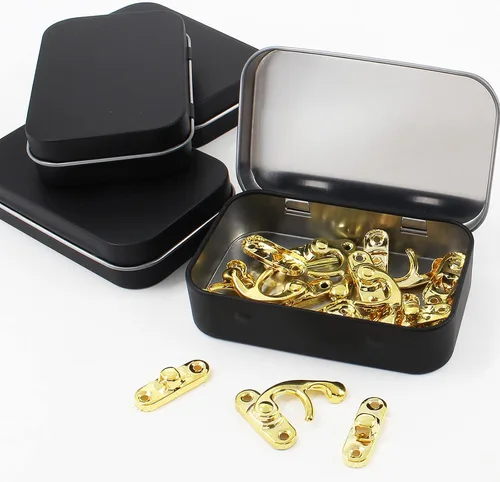 Miniatura 5 de Murtenze 12 recipientes de metal con bisagras, caja de almacenamiento portátil con tapa abatible para joyería de boda, contenedor de bálsamo labial