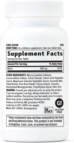 Miniatura 2 de GNC Niacina 500 mg, 100 tabletas, apoya la salud de los vasos sanguíneos