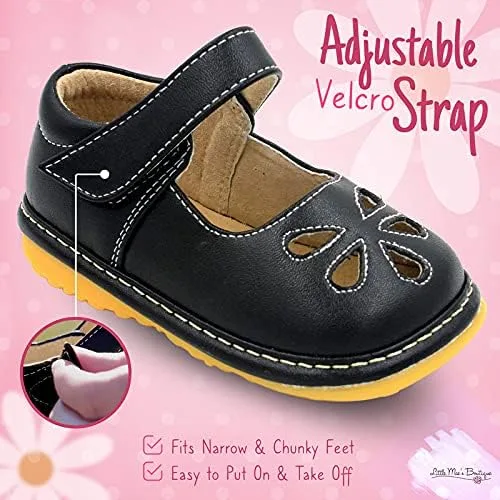Miniatura 4 de Little Mae's Boutique Mary Jane - Zapatos chirriantes para niñas pequeñas, zapatos ideales para caminar con chirriador extraíble y correa ajustable