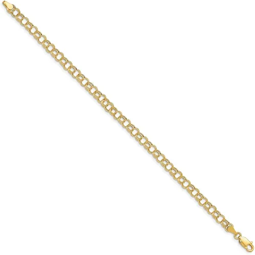 Miniatura 2 de 14k Yellow Gold Hollow Double Link Charm Bracelet For Women