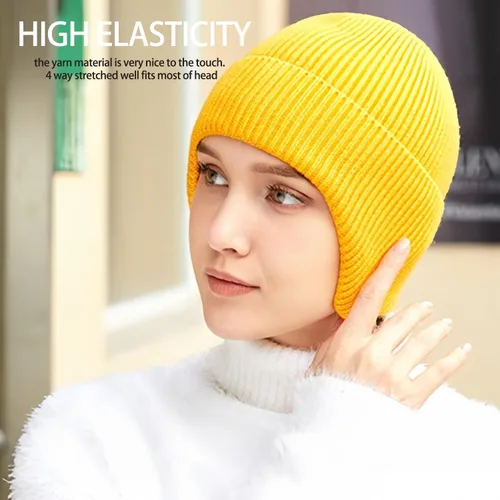 Miniatura 9 de Gorros de invierno para hombre, para exteriores, elásticos, de punto, con orejeras, resistentes al viento