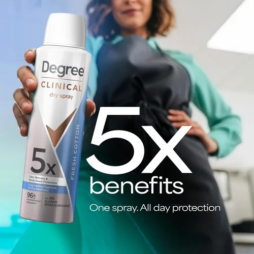 Miniatura 4 de Degree Spray seco para protección contra el sudor y el olor de 96 horas Fresh Cotton 5X protección 3.8oz