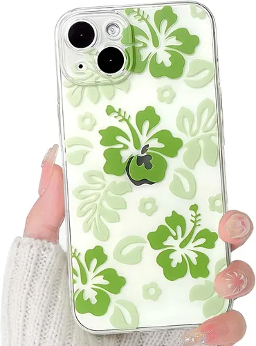 Miniatura 15 de Lovmooful Funda compatible con iPhone 13, bonito diseño transparente de flores de hibisco con estampado floral para niñas y mujeres, TPU suave a